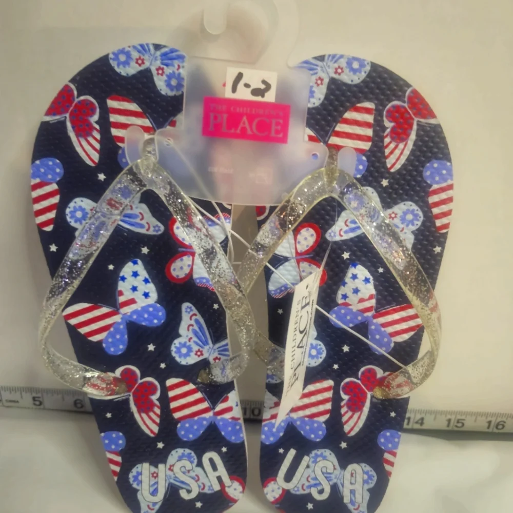TCP BUTTERFLY GIRLS SANDALS/FLIP‎ FLOPS USA RED,WHITE AND BLUE VARIOUS SIZES